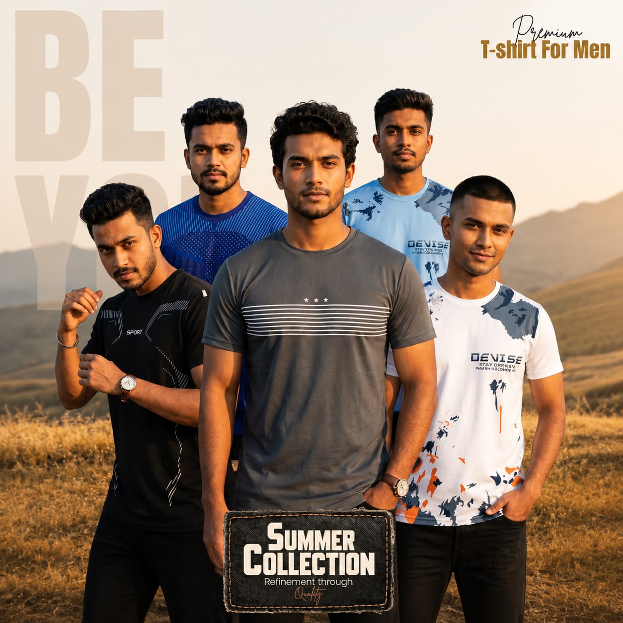 5-Piece Mens Premium T-shirt